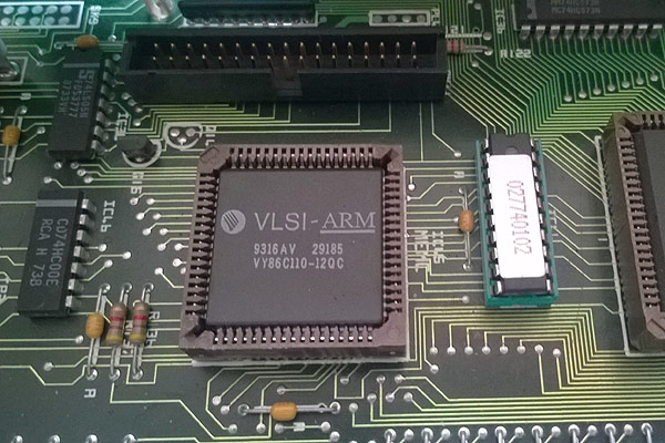 The ARM MEMC1a chip and PAL chip fitted to the A310