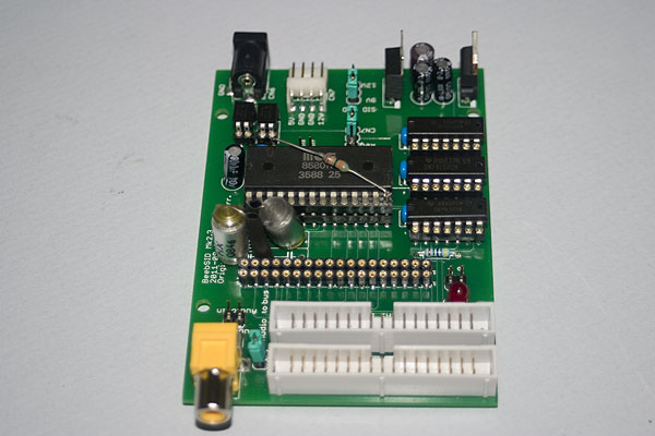 BeebSID - board completed and the SID chip fitted