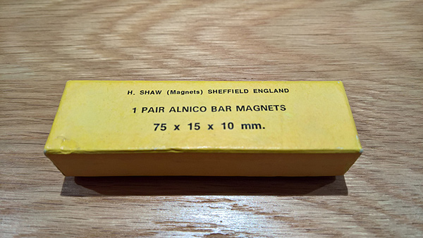 Alnico bar magnets manufactured by H Shaw of Sheffield