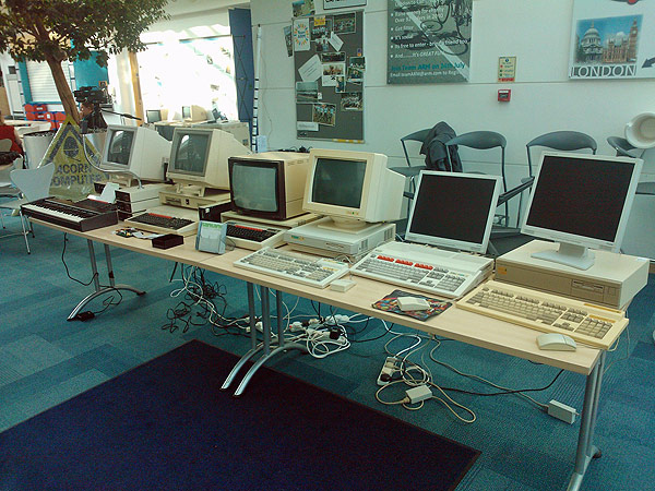 A shot of all the machines configured and plugged in but as yet untested