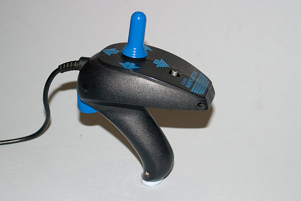 The Konix Navigator joystick highlighting the control stick and auto fire switch.